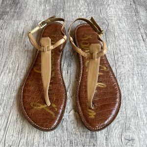 Sam Edelman Gigi Tan Leather Thong Sandals Classic T Strap Size 9